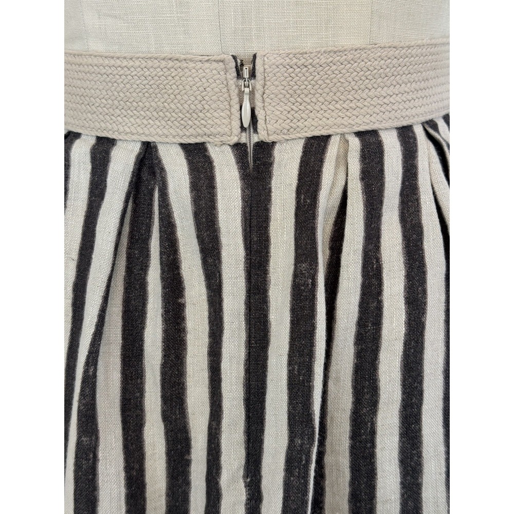 Ann Taylor LOFT 100% Linen Striped Skirt Knee Length Size 4 Classic with Pockets - Picture 5 of 10